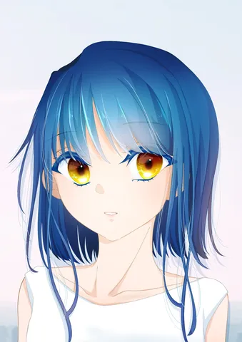 碧い髪と琥珀の瞳