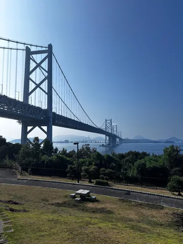 絶景、吊り橋と青い空