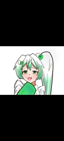 翠色の葉っぱと少女の儚げな笑顔