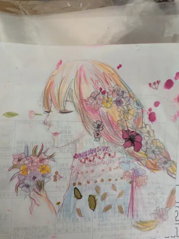 花に包まれた夢見る横顔