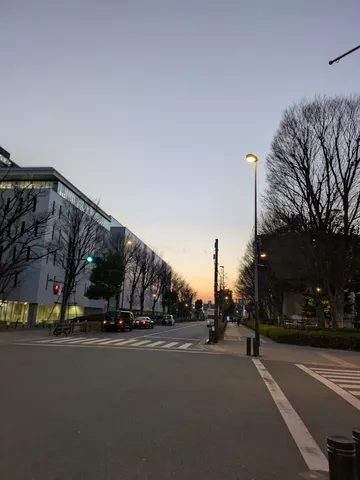 夕焼けを追いかける車