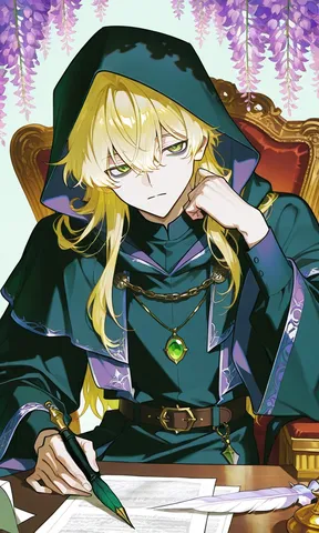 神秘的な書斎に佇む人物