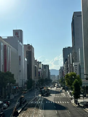 路面電車が行き交う都会の風情