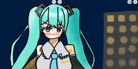 闇夜を彩る青髪の微笑み