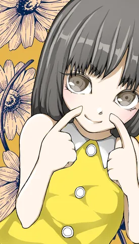 花と無邪気な笑顔のハーモニー