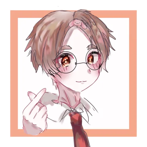 指ハートとメガネ男子