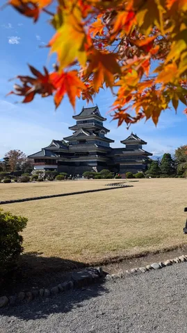 印象的な秋空と城の佇まい