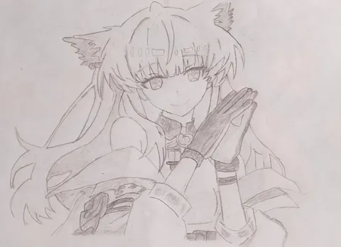 猫耳キャラのお祈りポーズ