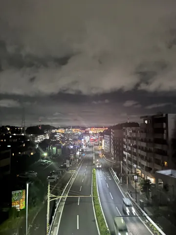 夜景に溶け込む街灯りの道