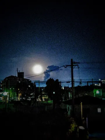 月明かりと街灯りの夜景