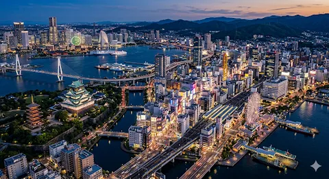 城と橋と観覧車！欲張り夜景パノラマ