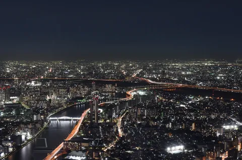 光が織りなす大都会の夜