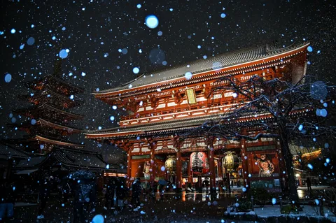 雪降る夜の古刹
