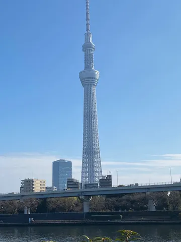 青空と塔の細い影