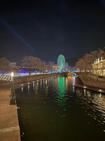光の水路、夜の観覧車