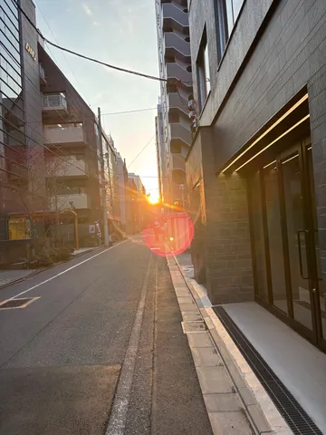 朝日の射す道