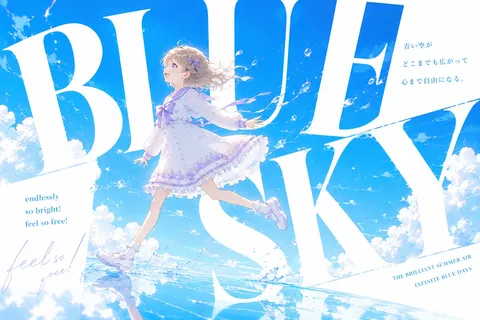 青い空と少女の無限の自由