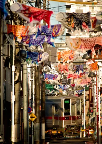 空を泳ぐ色とりどりの鯉