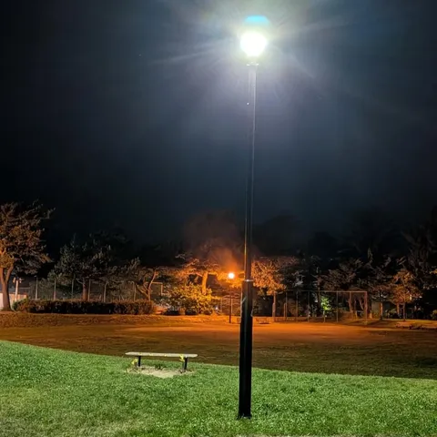 夜の公園、孤独なベンチ