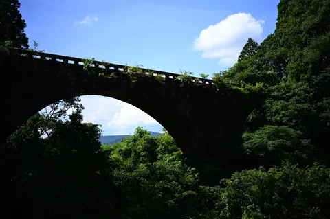 緑に包まれた古の橋