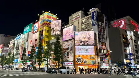 夜の秋葉原の賑わい光景