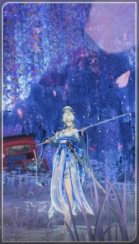 幻想的な世界に佇む刀娘