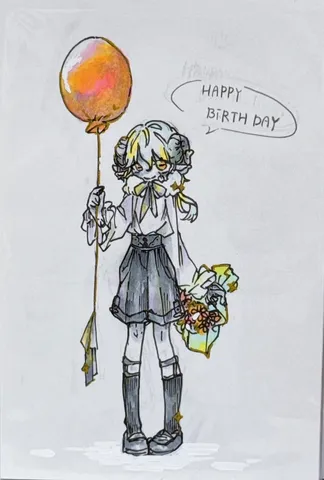 誕生日をお祝いする不思議な子