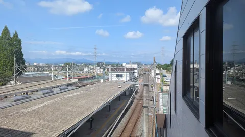青空と線路と街並み