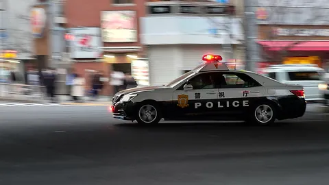 流れる光のパトカー