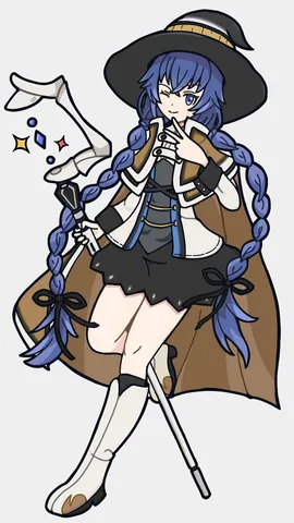 魔女っ子の魔法とキュートなポーズ