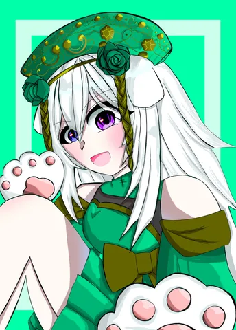 緑と戯れる白猫系女子