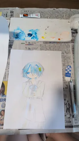 水彩の透明感、儚い少女