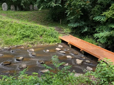 清流と木漏れ日の橋