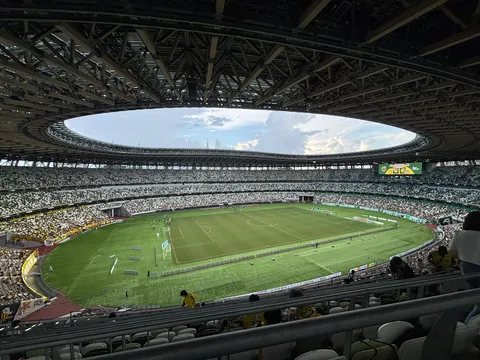 大観衆と緑の芝生、スタジアムの熱気