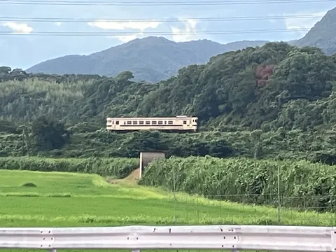 山間の集落を走る列車