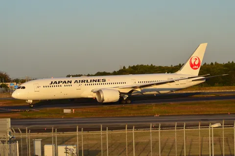 夕陽に映るJAL機の佇まい