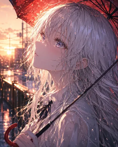 雨粒と光のポートレート