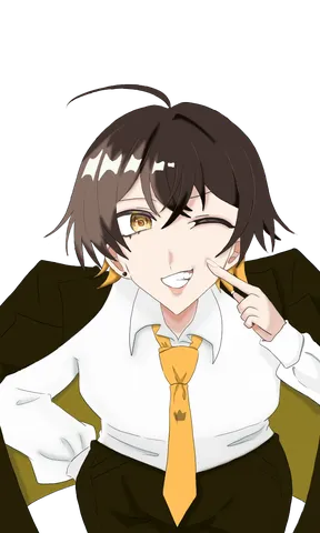 いたずらっぽいウィンクと自信満々の笑顔