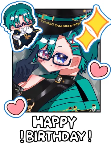 ハッピーバースデー！緑髪キャラとキラキラ