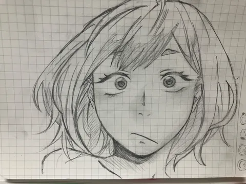 鉛筆で描く、憂いの表情