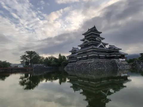 水鏡に映る古城の幻想