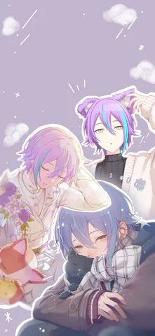 猫と眠る紫髪の少年たち