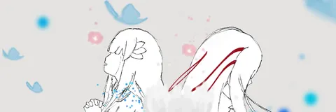 風に揺れる二人のシルエット