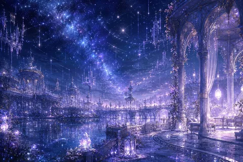 紫紺の星屑舞う水上都市