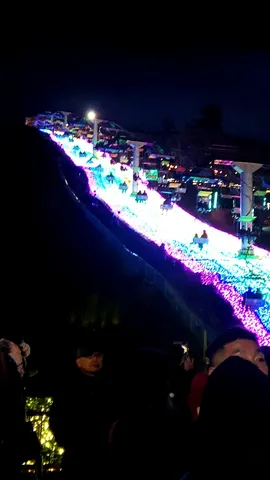 光り輝く夜のゲレンデ