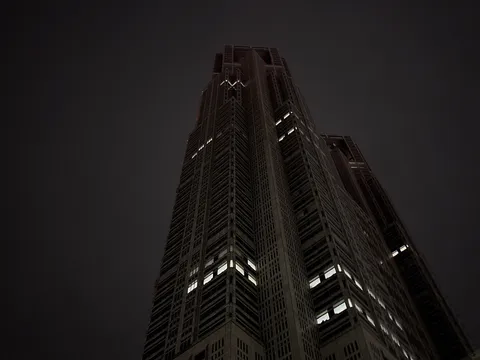 夜空にそびえる摩天楼