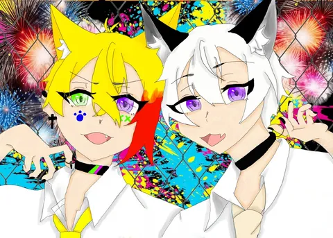 ネオン×花火×ケモ耳