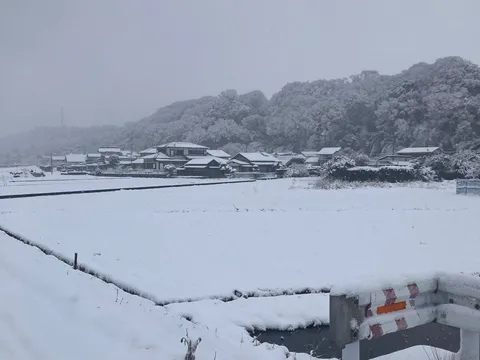 粉雪舞う里の静寂