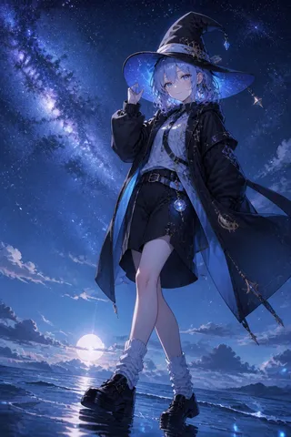 夜空と海辺の魔法使い