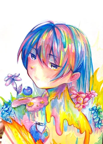 絵の具と遊んでたら大変なことに